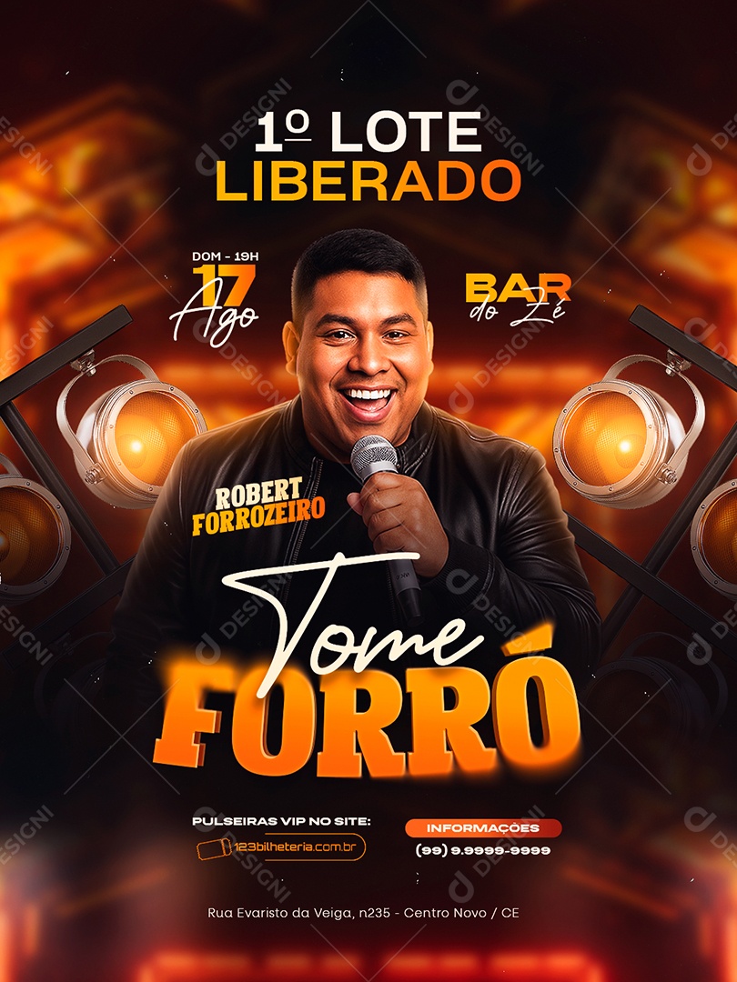 Flyer Robert Forrozeiro Tome Forró Social Media PSD Editável