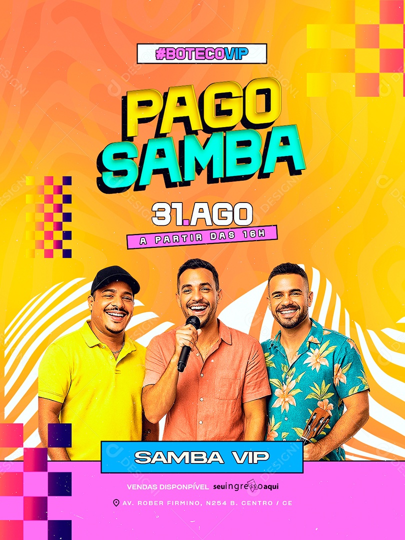 Flyer Pago Samba Boteco Vip Social Media PSD Editável