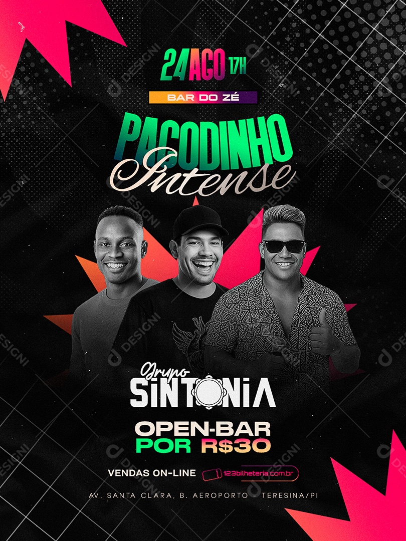 Flyer Bar do Zé Pagodinho Intense Social Media PSD Editável