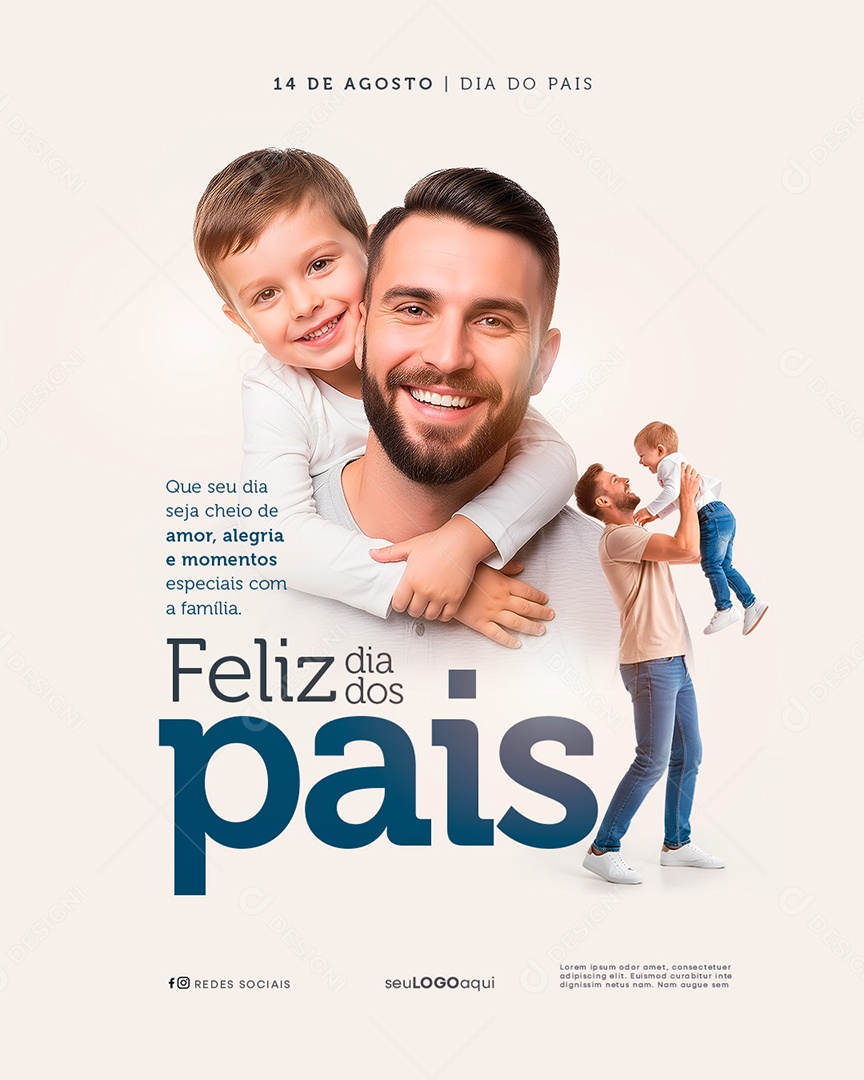Feliz Dia Dos Pais 11 de Agosto Social Media PSD Editável
