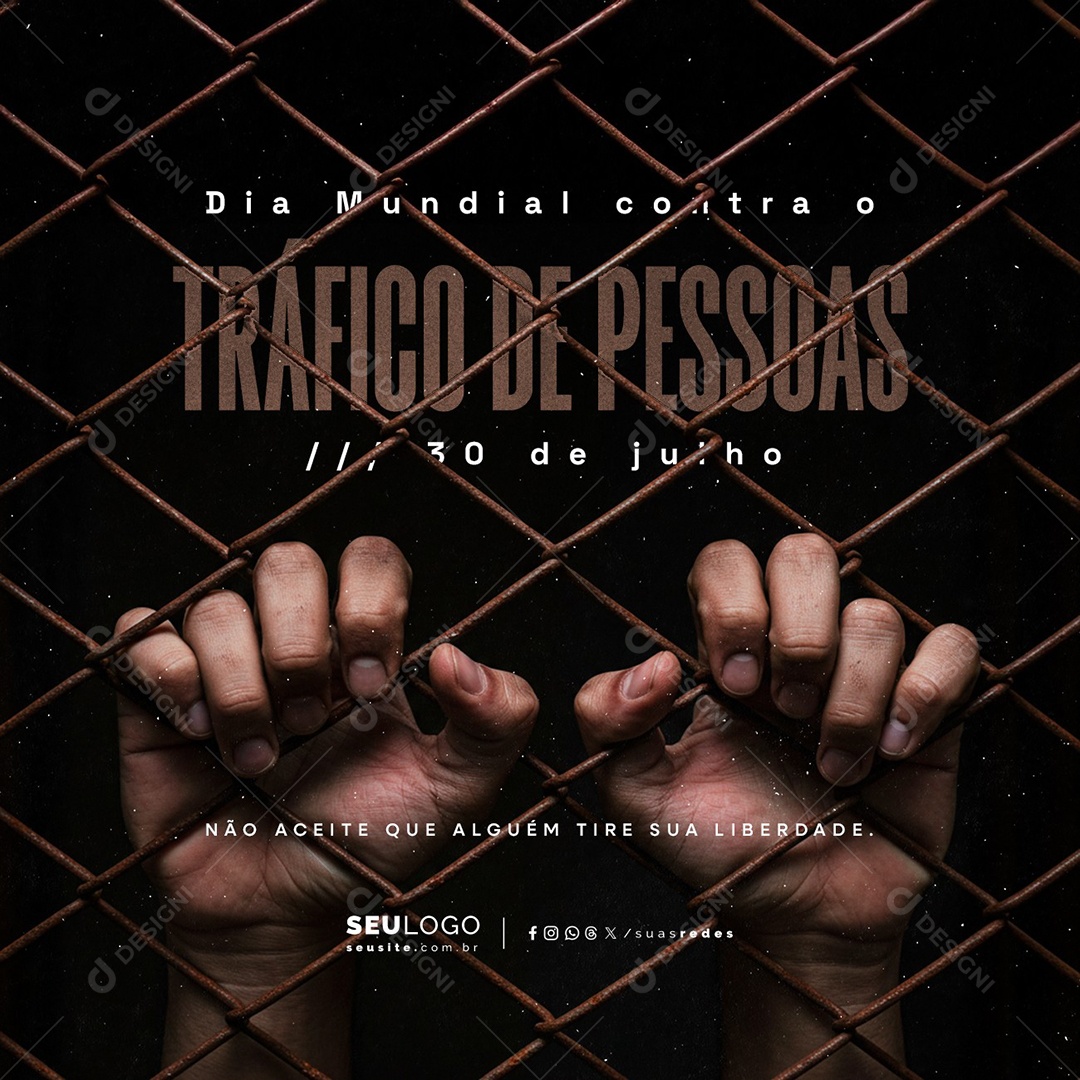 Dia Mundial Contra o Tráfico de Pessoas 30 de Julho Social Media PSD Editável
