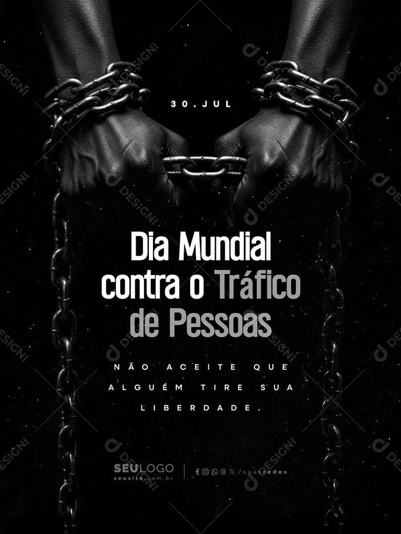 Dia Mundial Contra o Tráfico de Pessoas 30 de Julho Social Media PSD Editável