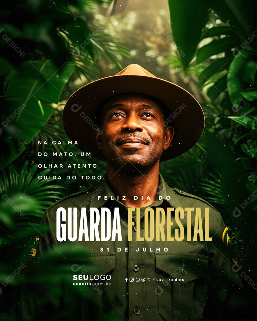 Feliz Dia do Guarda Florestal 31 de Julho Na Calma do Mato Social Media PSD Editável