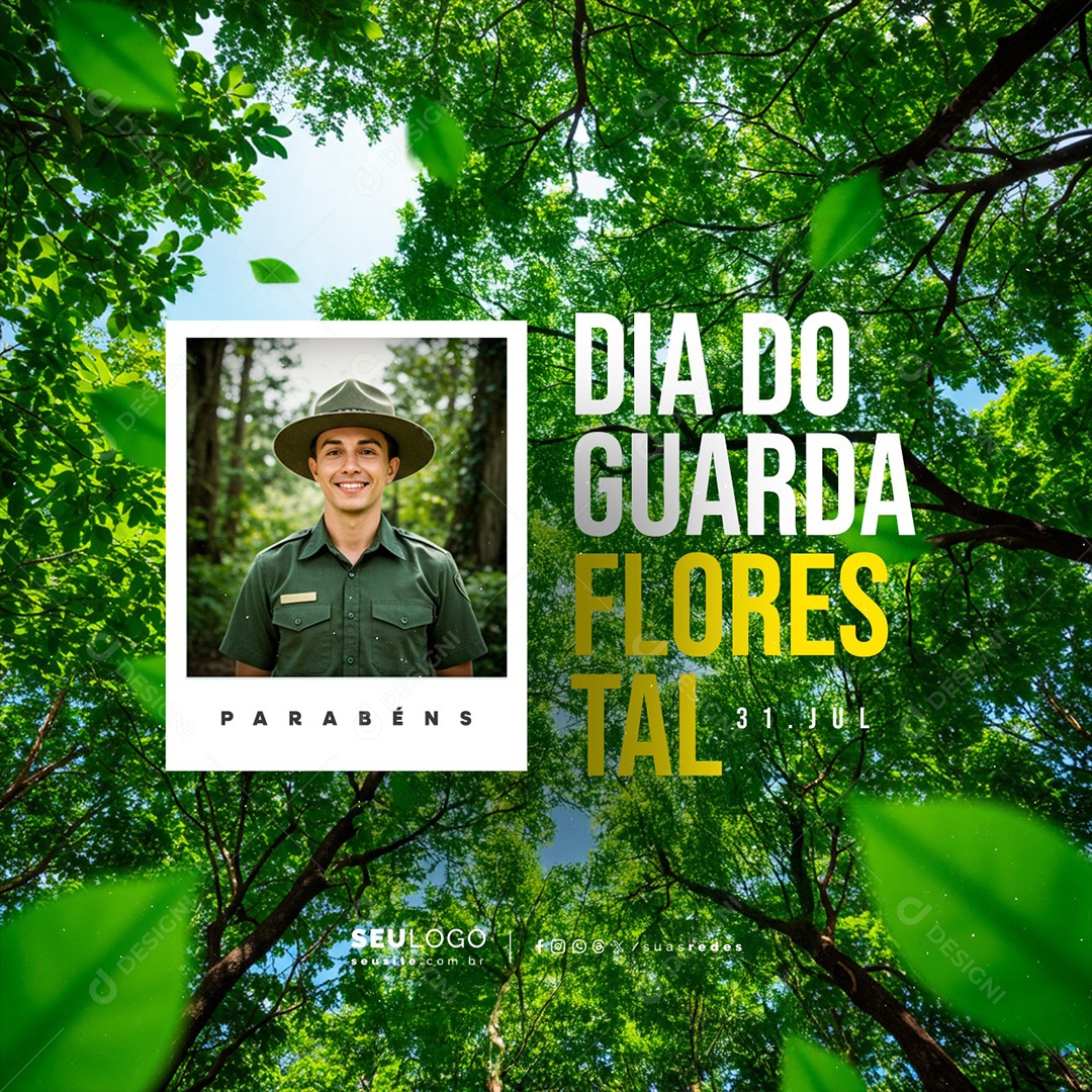 Dia do Guarda Florestal 31 de Julho Parabéns Social Media PSD Editável