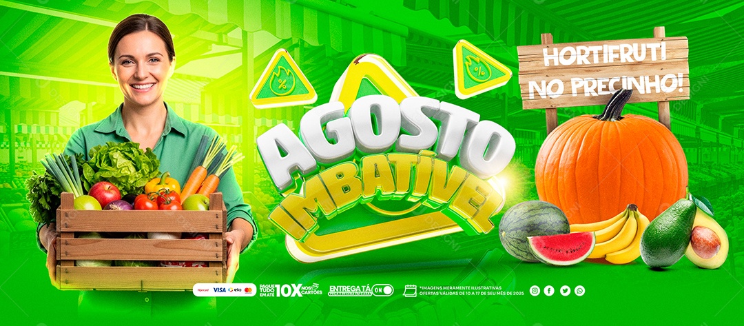Banner Agosto Imbatível Hortifruti Social Media PSD Editável
