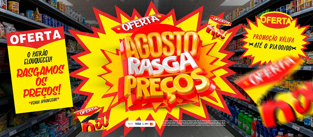 Banner Agosto Rasga Preços Social Media PSD Editável