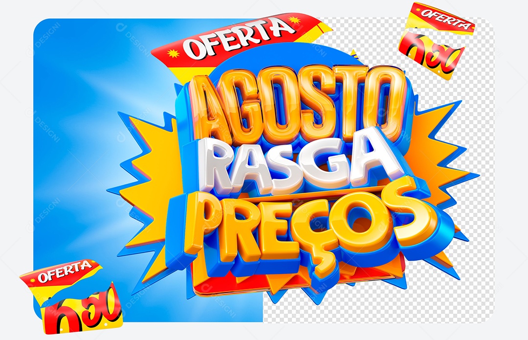 Selo 3D Agosto Rasga Preços Para Composição PSD