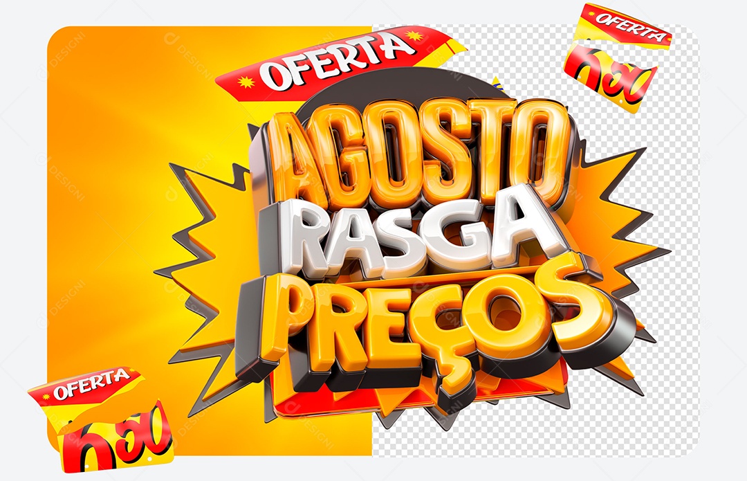 Selo 3D Agosto Rasga Preços Para Composição PSD