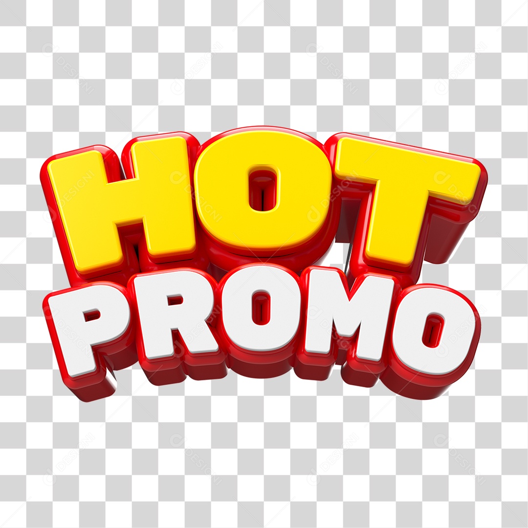 Texto 3D Hot Promo PNG Transparente