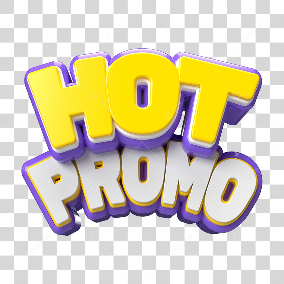 Texto 3D Hot Promo PNG Transparente