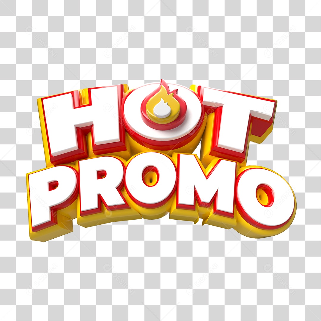 Texto 3D Hot Promo PNG Transparente
