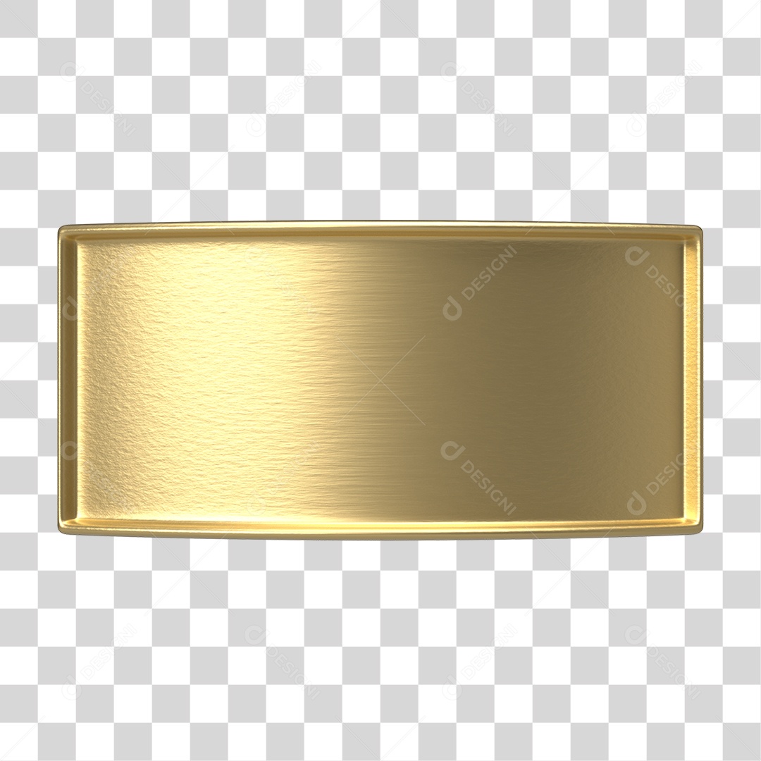 Elemento 3D Placa Moldura Metálica PNG Transparente