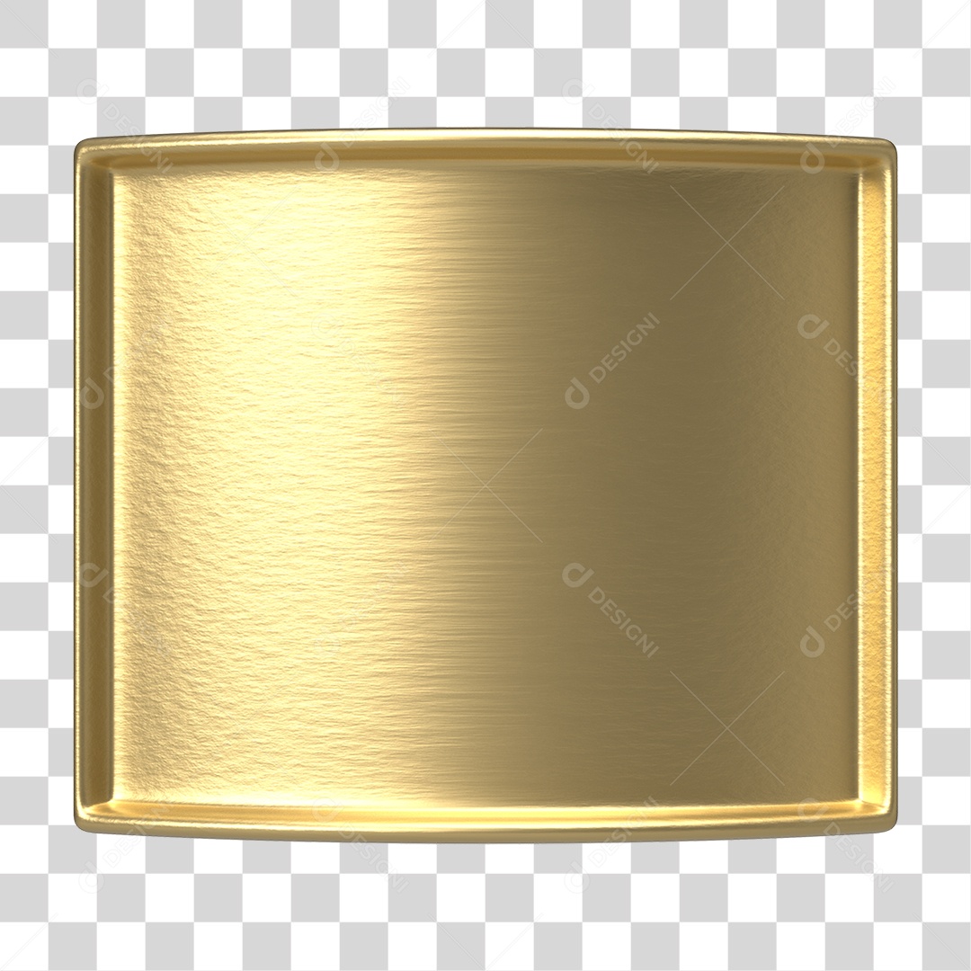 Elemento 3D Placa Moldura Metálica PNG Transparente