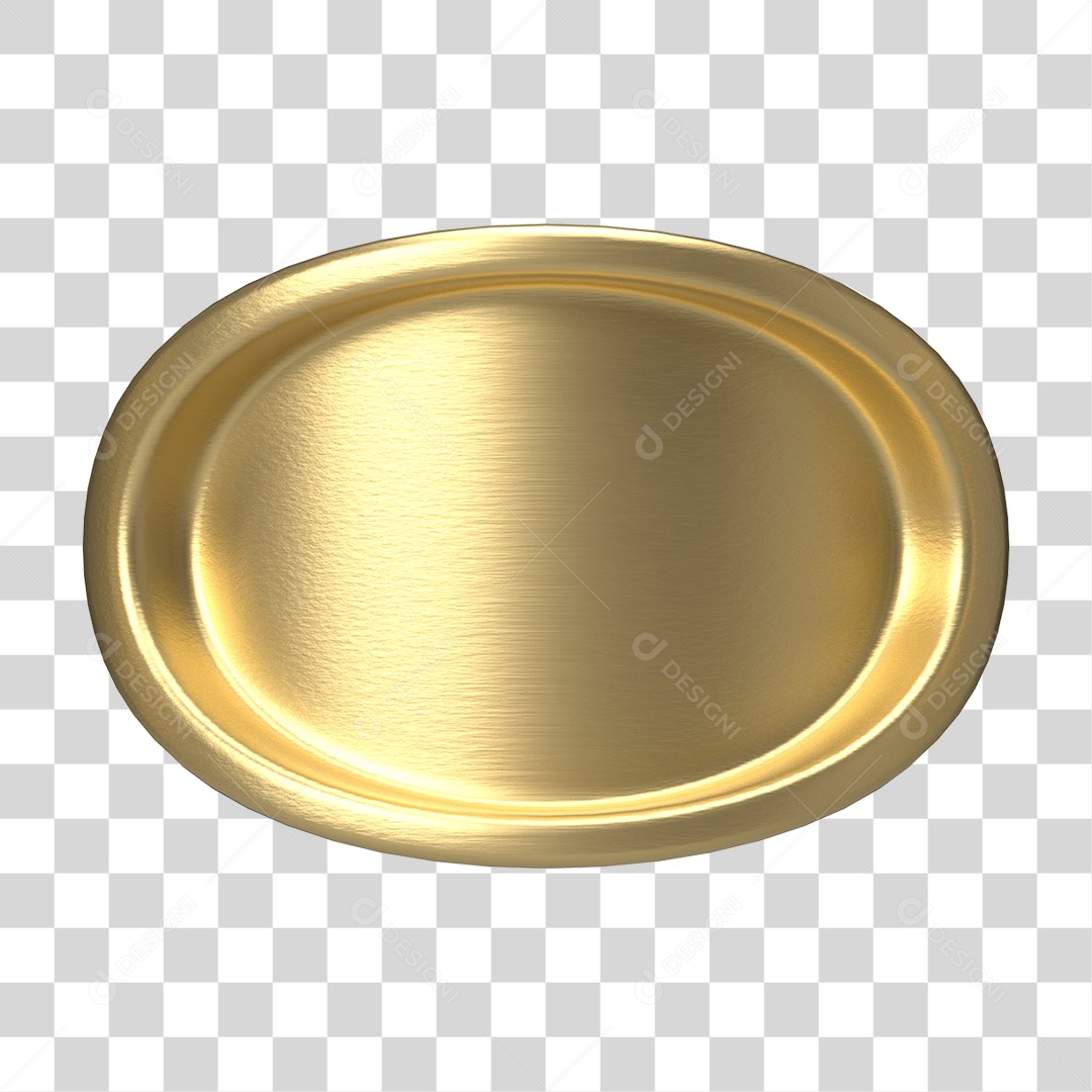 Elemento 3D Placa Moldura Metálica PNG Transparente