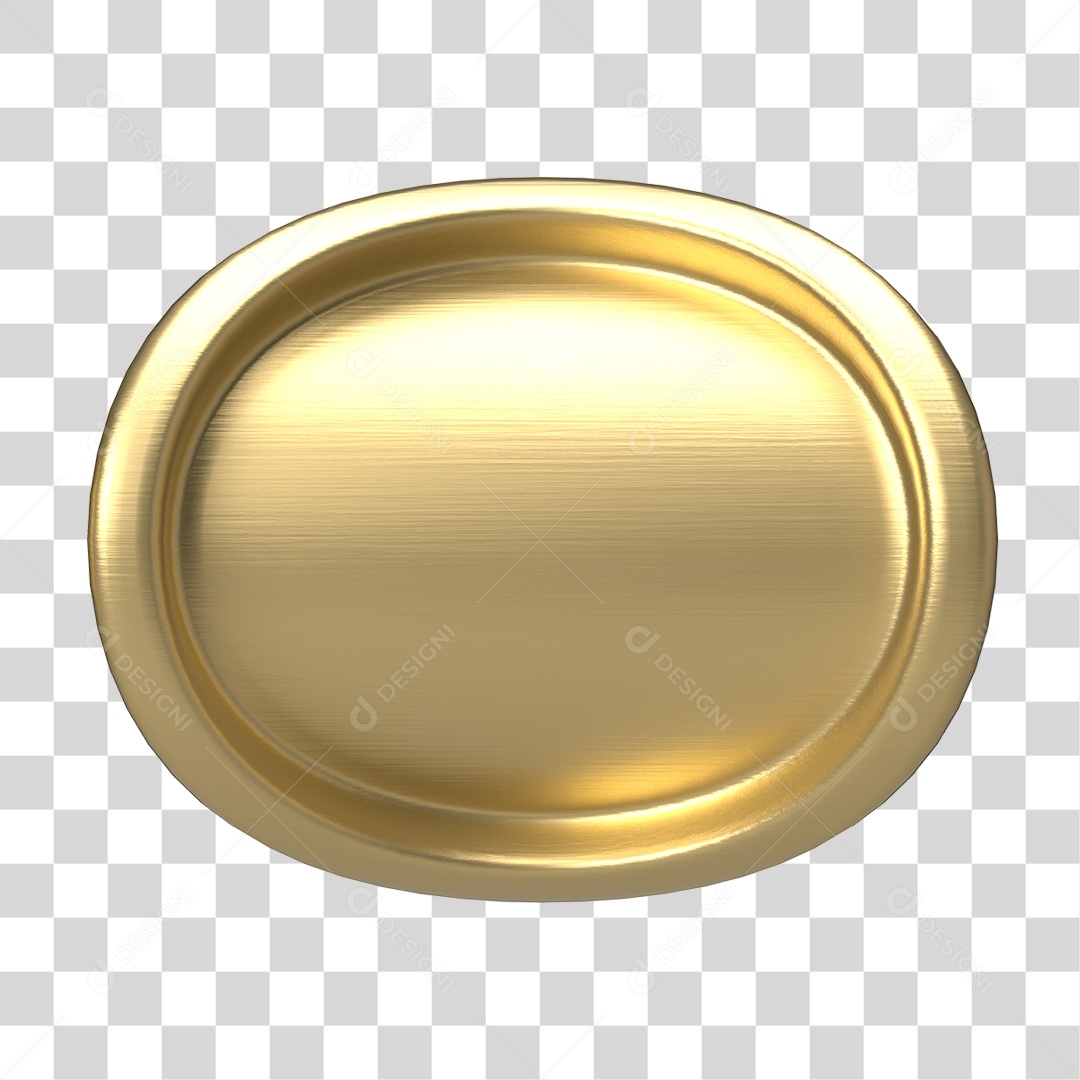 Elemento 3D Placa Moldura Metálica PNG Transparente