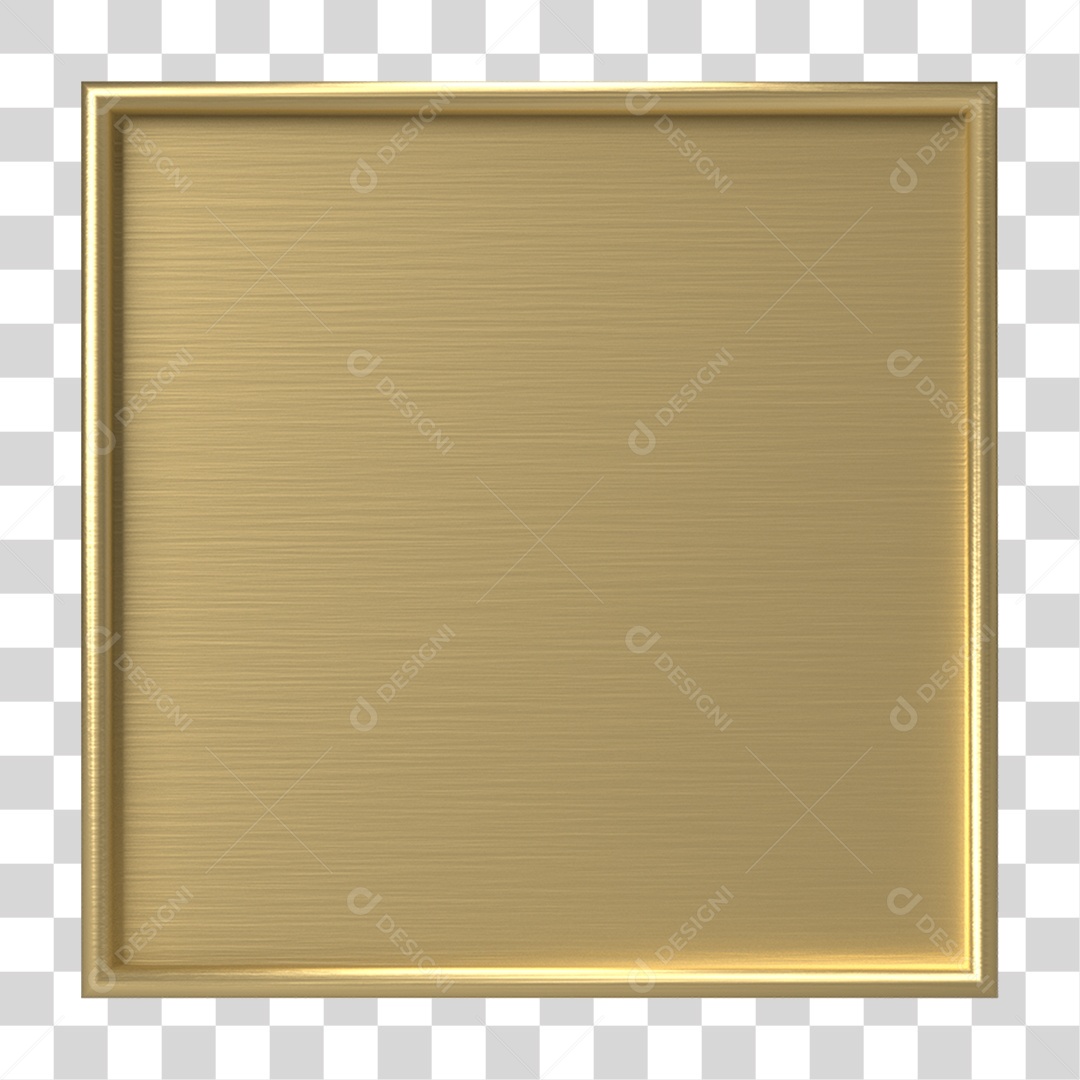Elemento 3D Placa Moldura Metálica PNG Transparente