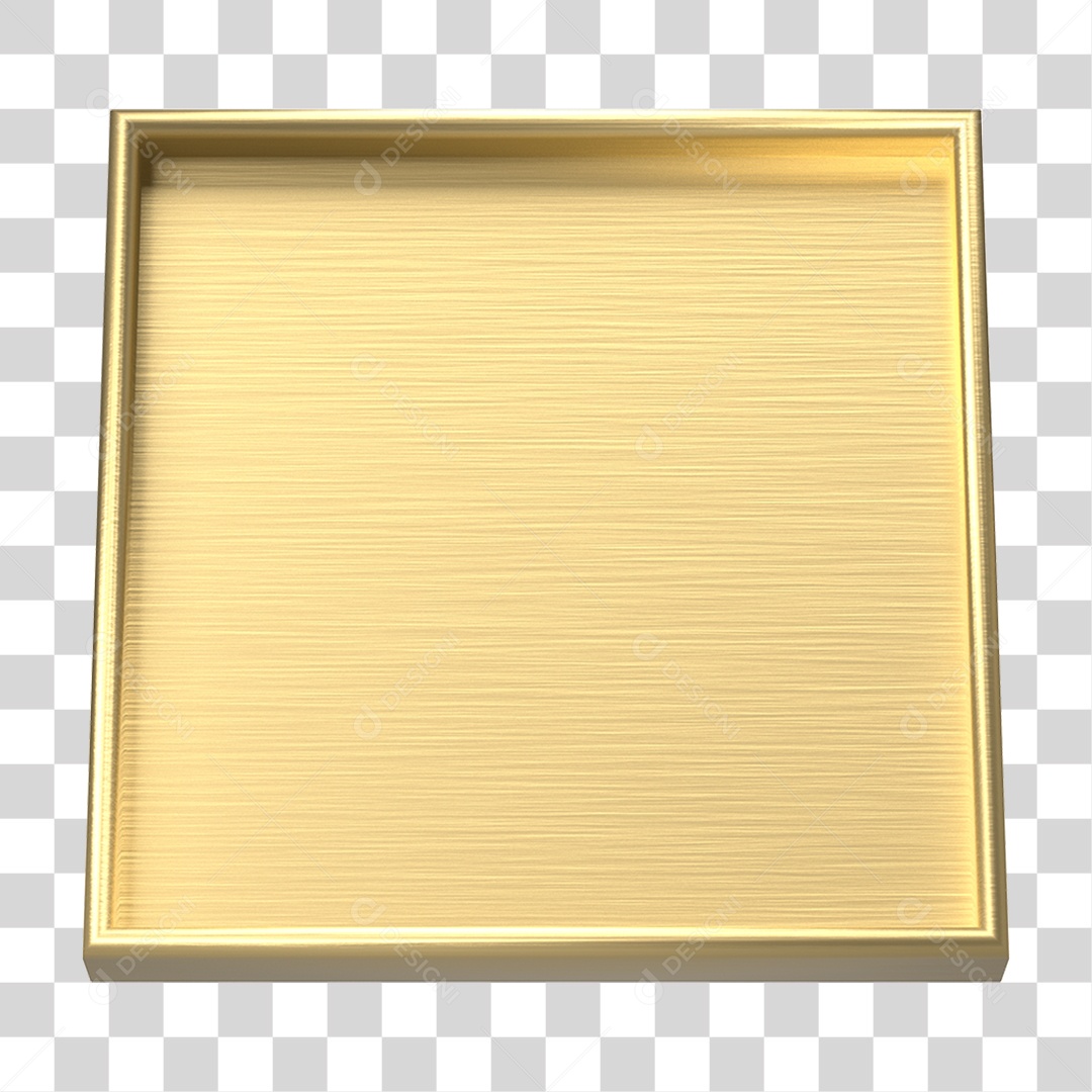 Elemento 3D Placa Moldura Metálica PNG Transparente