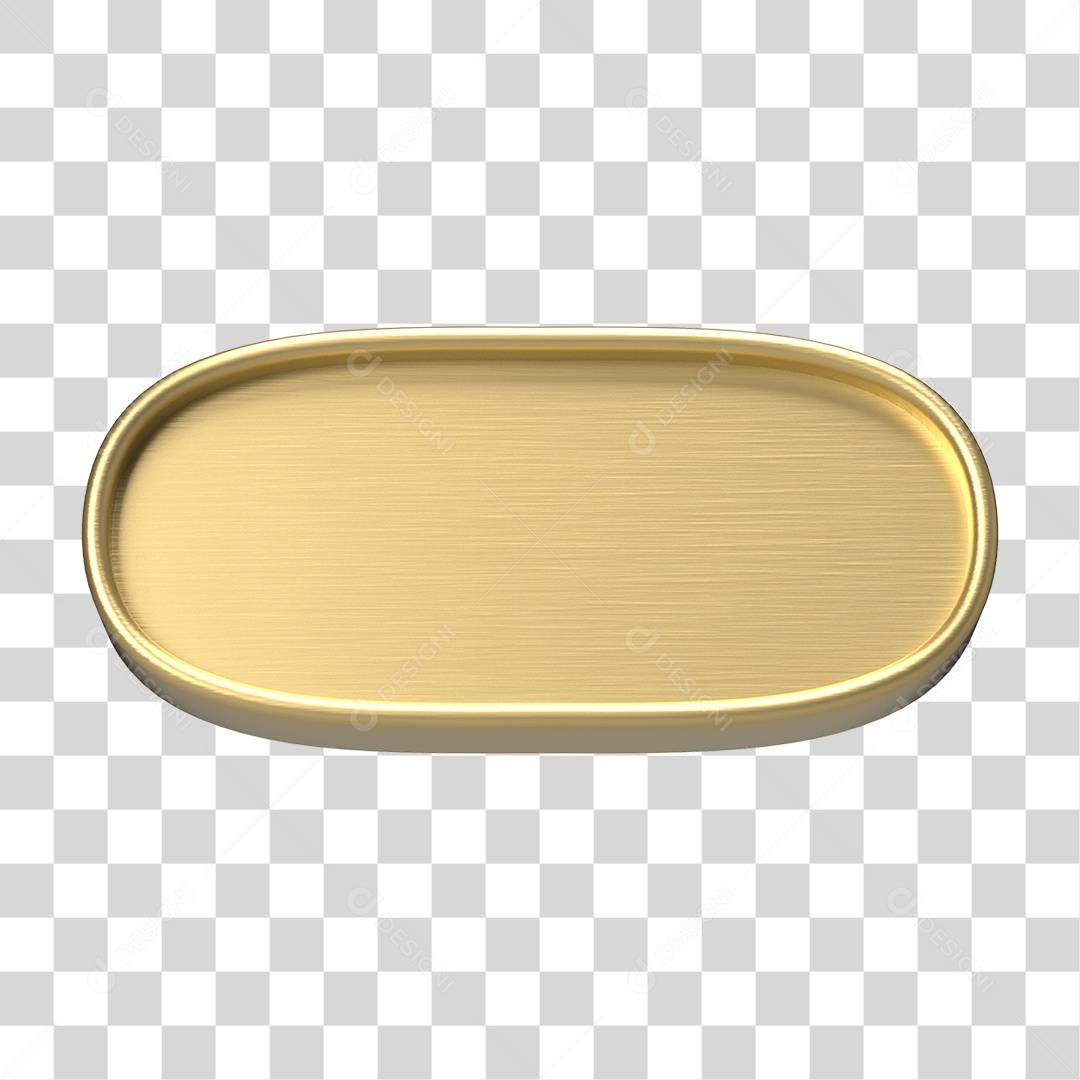 Elemento 3D Placa Moldura Metálica PNG Transparente