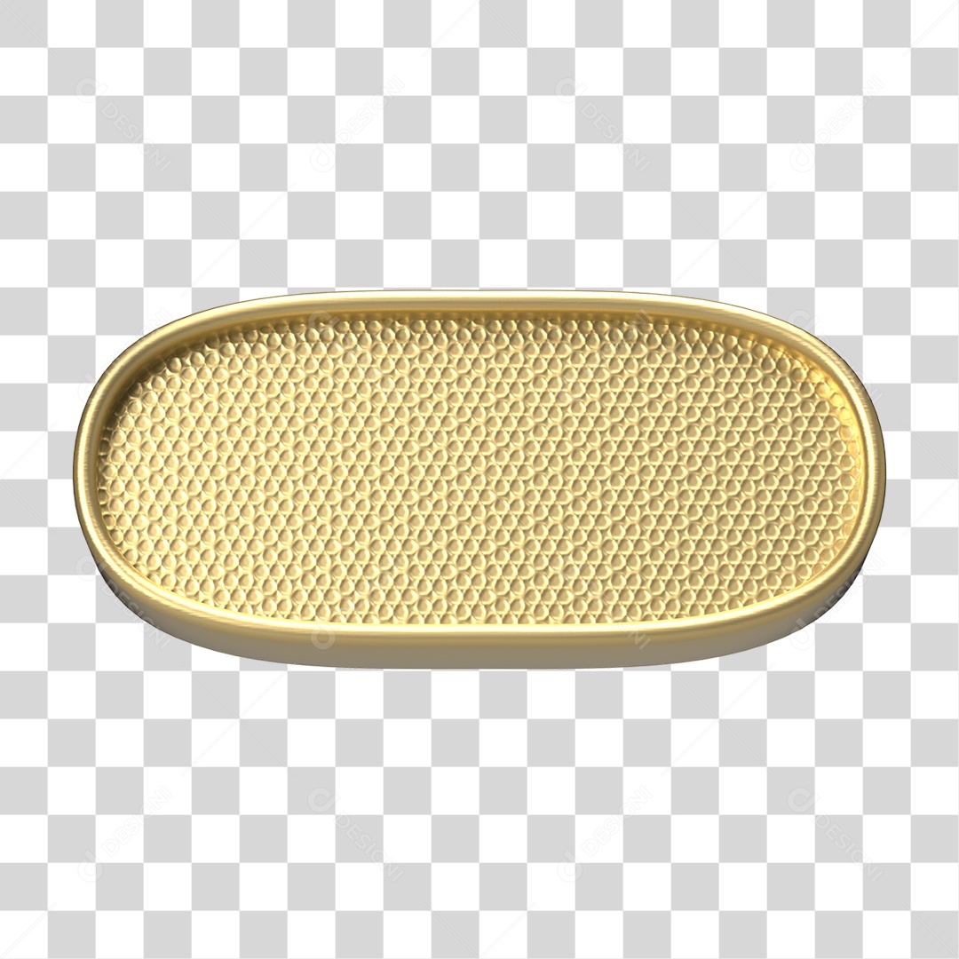 Elemento 3D Placa Moldura Metálica PNG Transparente