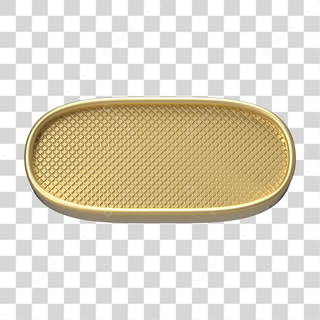 Elemento 3D Placa Moldura Metálica PNG Transparente