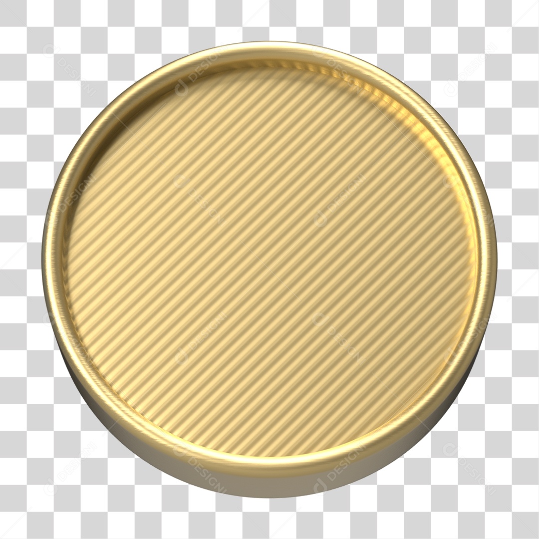 Elemento 3D Placa Moldura Metálica PNG Transparente