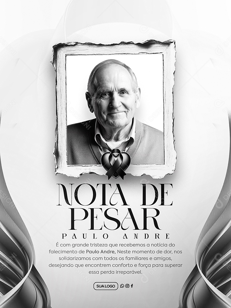 Nota de Pesar Social Media PSD Editável