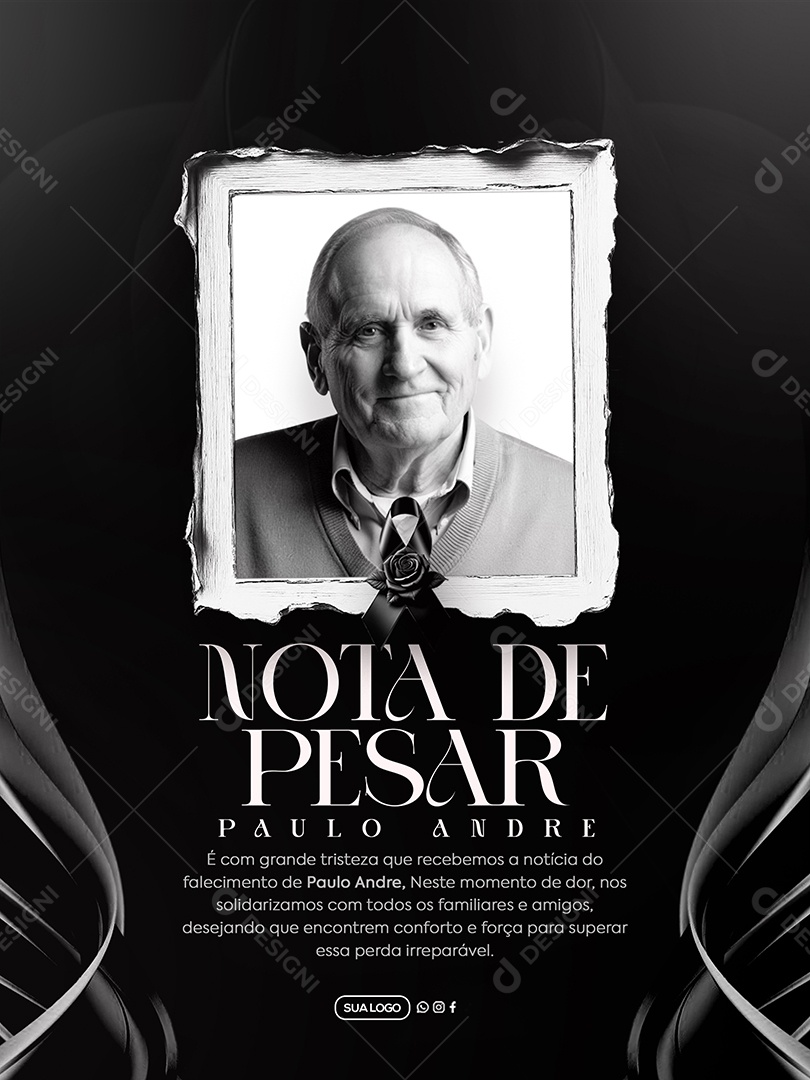 Nota de Pesar Social Media PSD Editável
