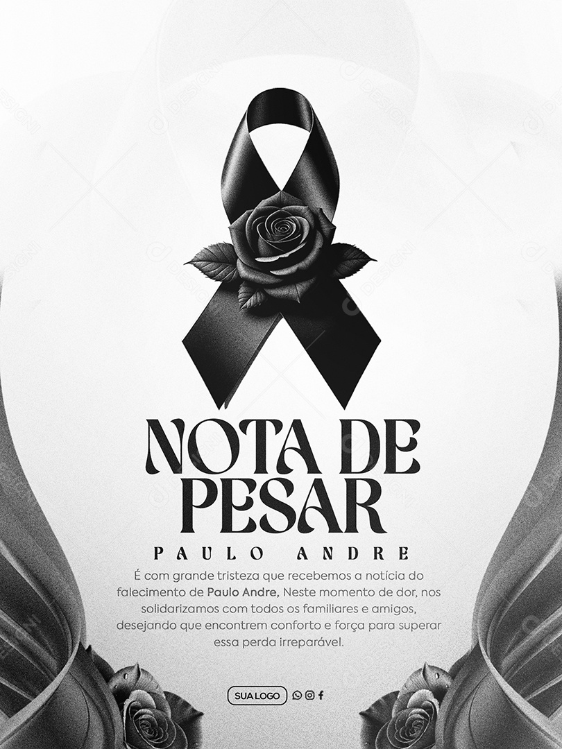 Nota de Pesar Social Media PSD Editável