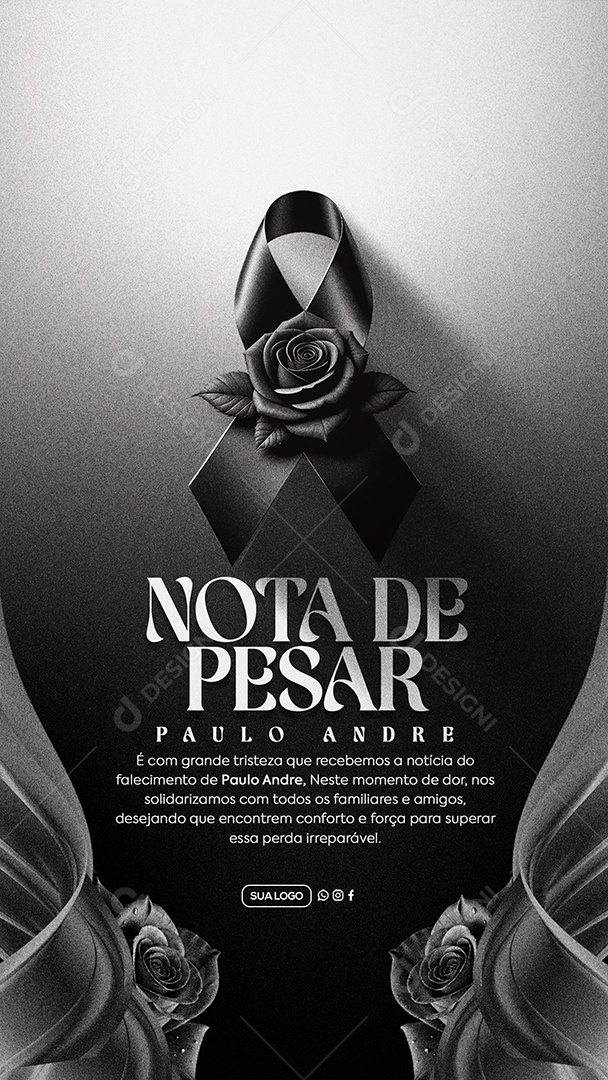 Story Nota de Pesar Social Media PSD Editável