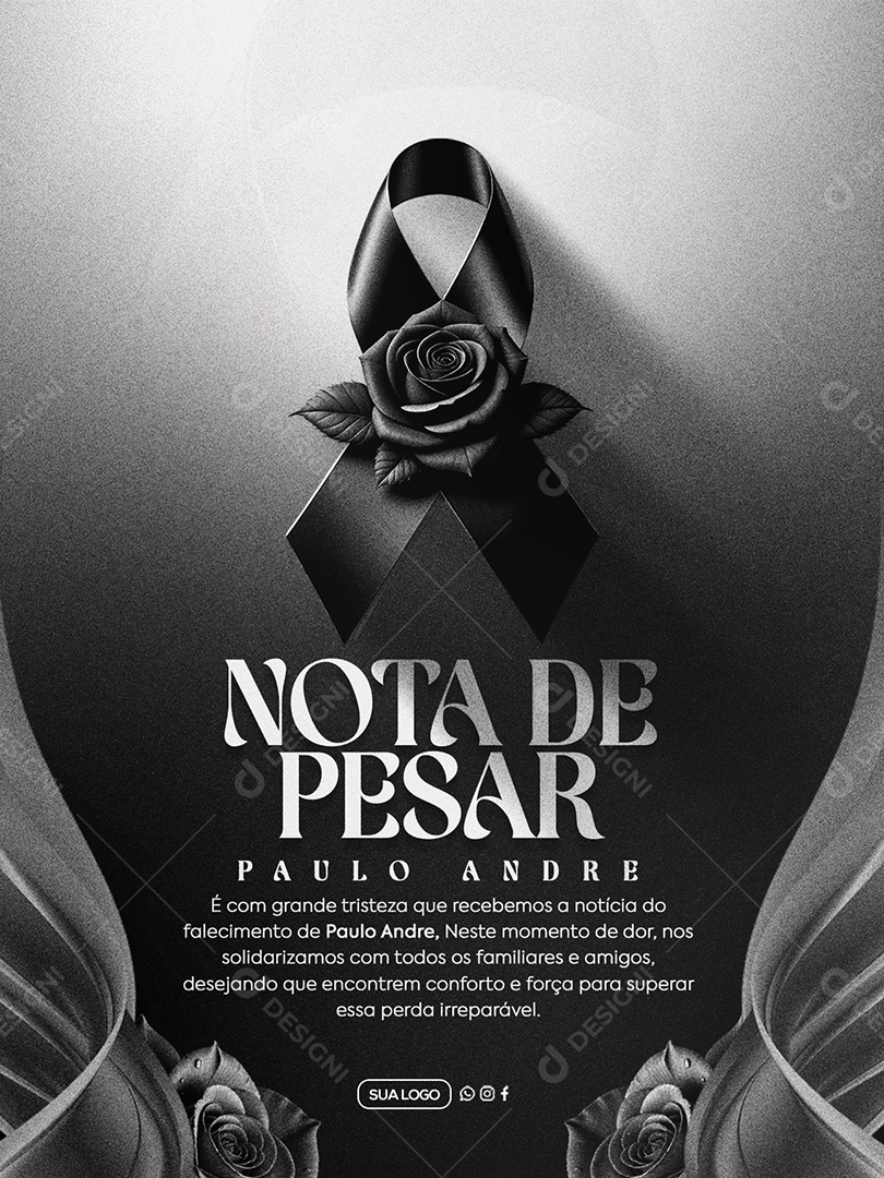 Nota de Pesar Social Media PSD Editável