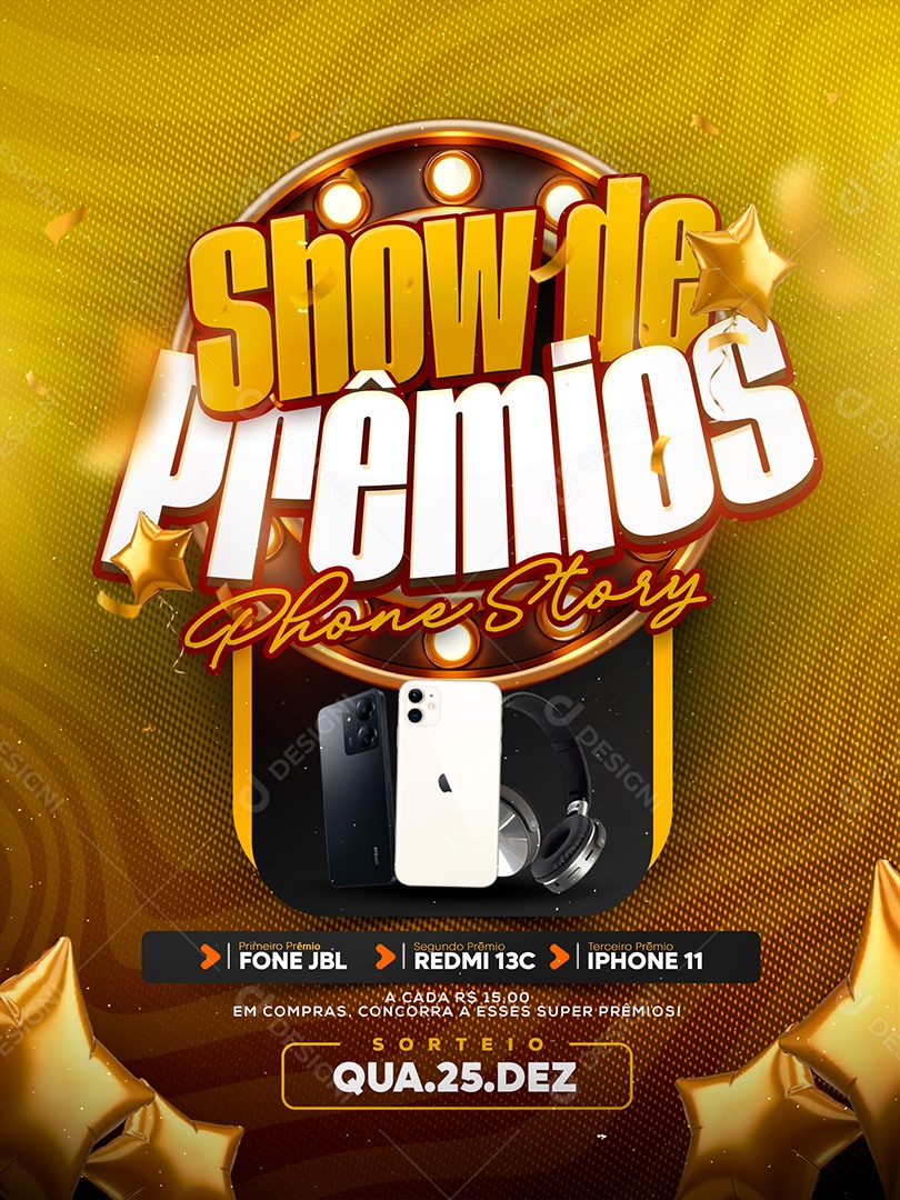 Show de Prêmios Sorteio Social Media PSD Editável