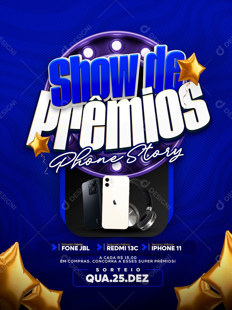 Show de Prêmios Sorteio Social Media PSD Editável