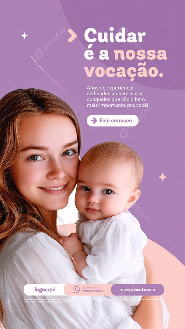 Story Babá Cuidar é a Nossa Vocação Social Media PSD Editável