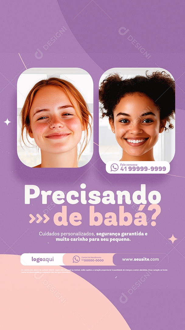 Story Precisando de Babá Social Media PSD Editável