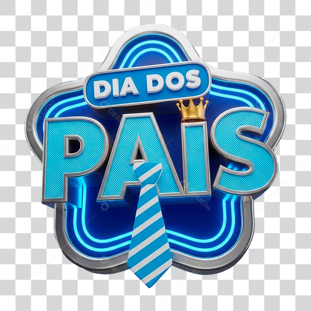Selo 3D Dia dos Pais PNG Transparente