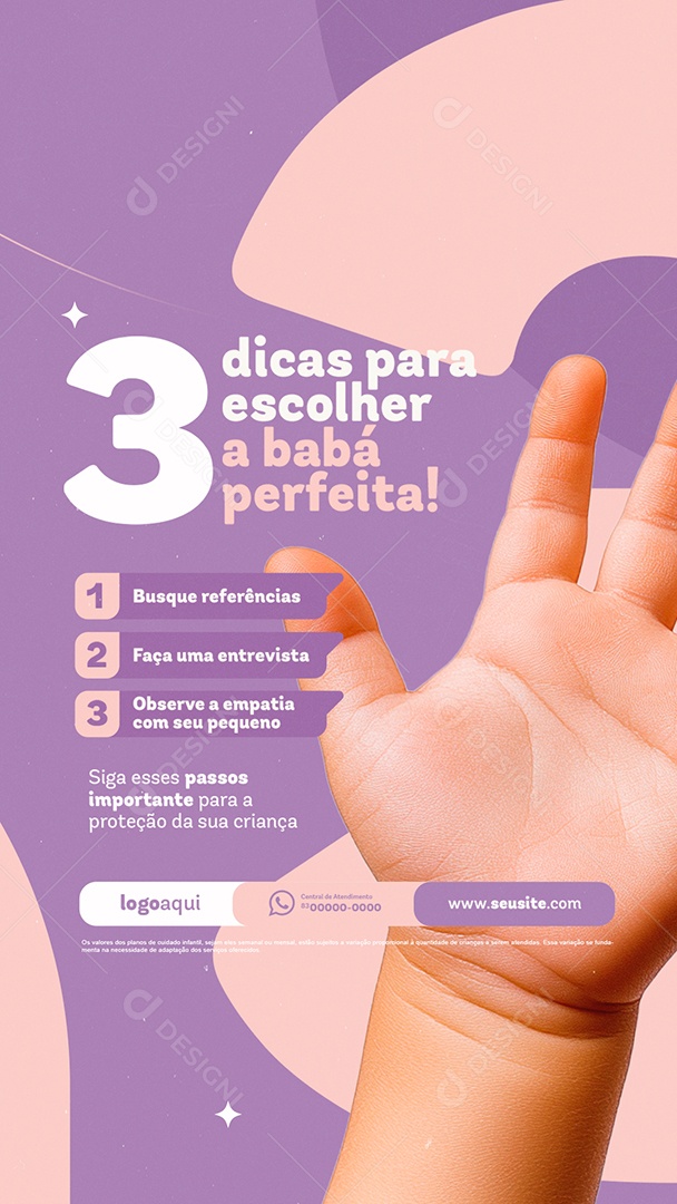 Story Babá Três Dicas para Escolher Social Media PSD Editável