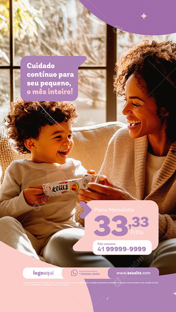 Story Babá Cuidado Contínuo para Seu Pequeno Social Media PSD Editável