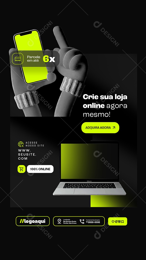 Story Crie sua Loja Online Agora Mesmo Social Media PSD Editável