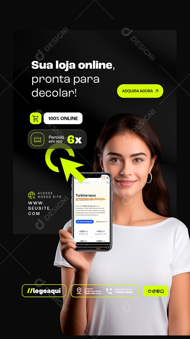 Story Sua Loja Online Pronta para Decolar Social Media PSD Editável