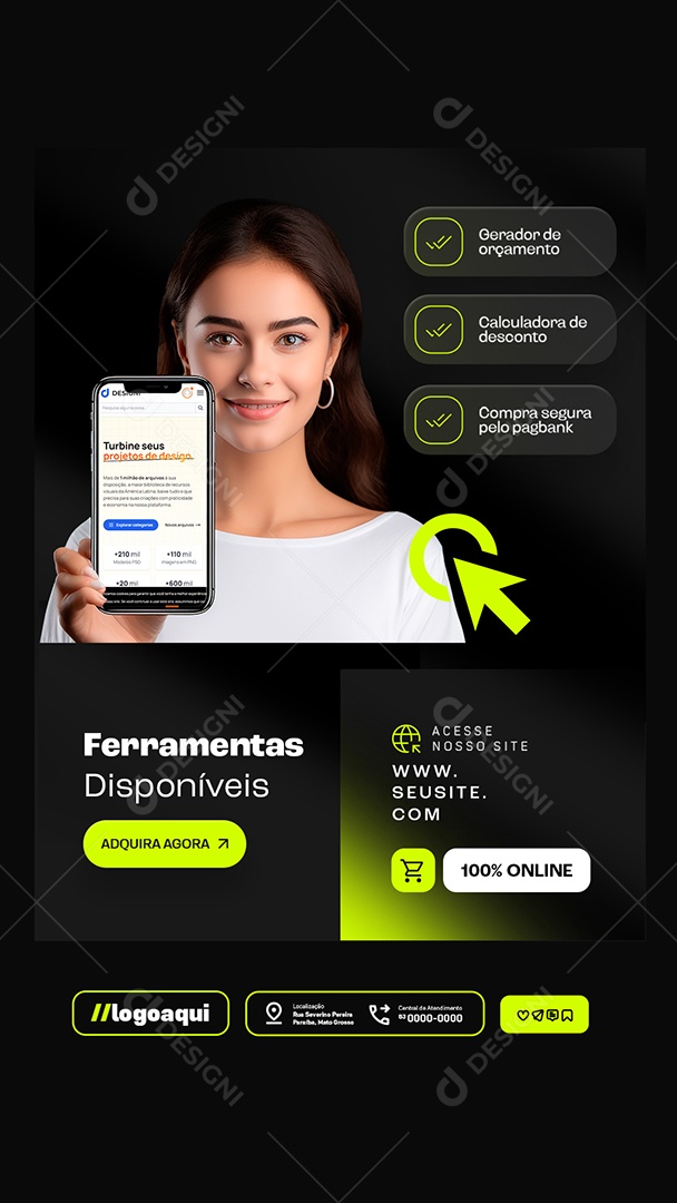 Story Loja Online Ferramentas Disponíveis Social Media PSD Editável