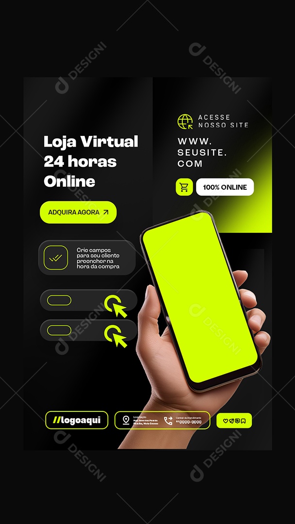 Story Loja Virtual 24 Horas Online Socia Adquira Agora Social Media PSD Editável
