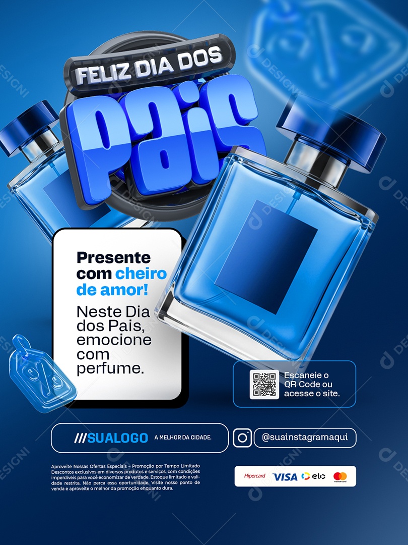 Feliz Dia dos Pais Perfumaria Presente com Cheiro de Amor Social Media PSD Editável