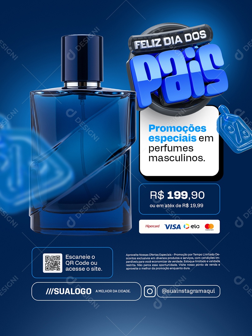 Feliz Dia dos Pais Perfumaria Promoções Especiais em Perfumes Social Media PSD Editável