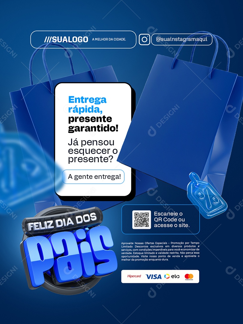 Feliz Dia dos Pais Perfumaria Entrega Rápida Social Media PSD Editável