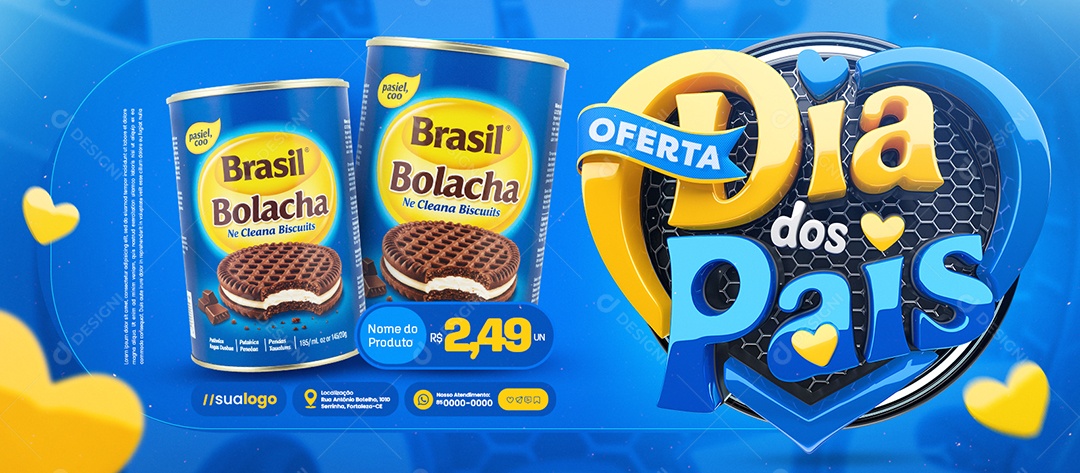 Banner Oferta Dia dos Pais Supermercado Bolacha Social Media PSD Editável