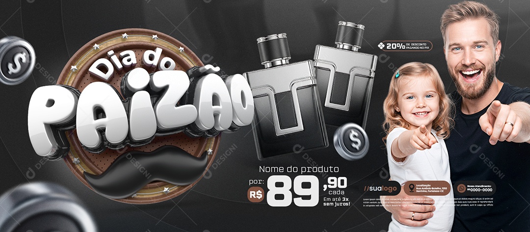Banner Dia do Paizão Perfumaria 20% de Desconto Social Media PSD Editável