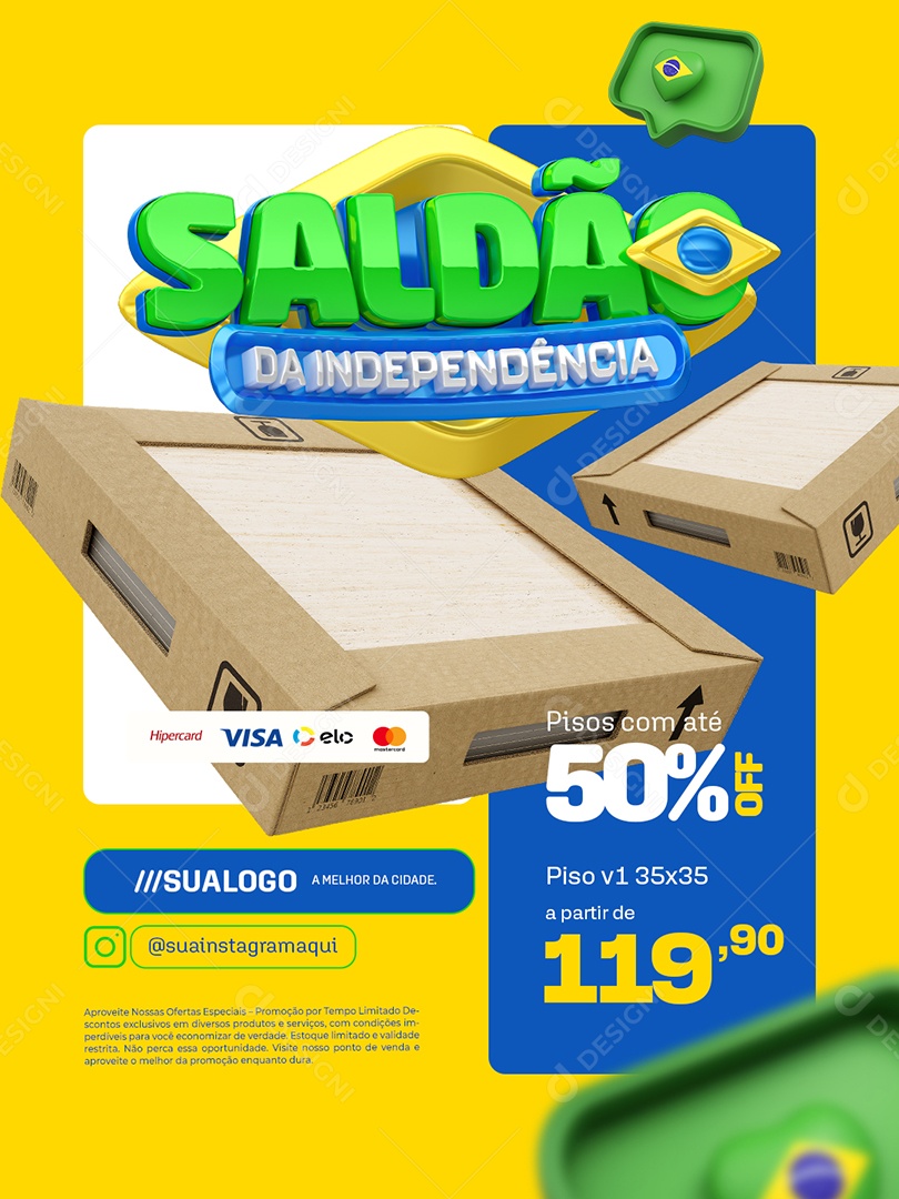 Saldão da Independência Construção Pisos com Até 50% Off Social Media PSD Editável