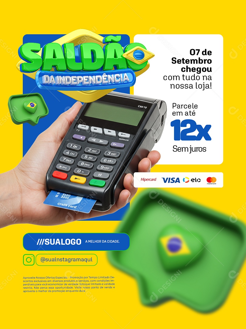 Saldão da Independência Construção 07 de Setembro Chegou Social Media PSD Editável