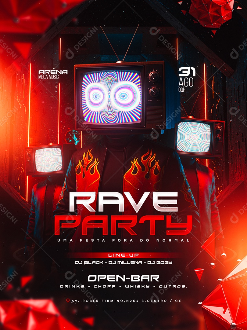 Flyer Rave Party Social Media PSD Editável