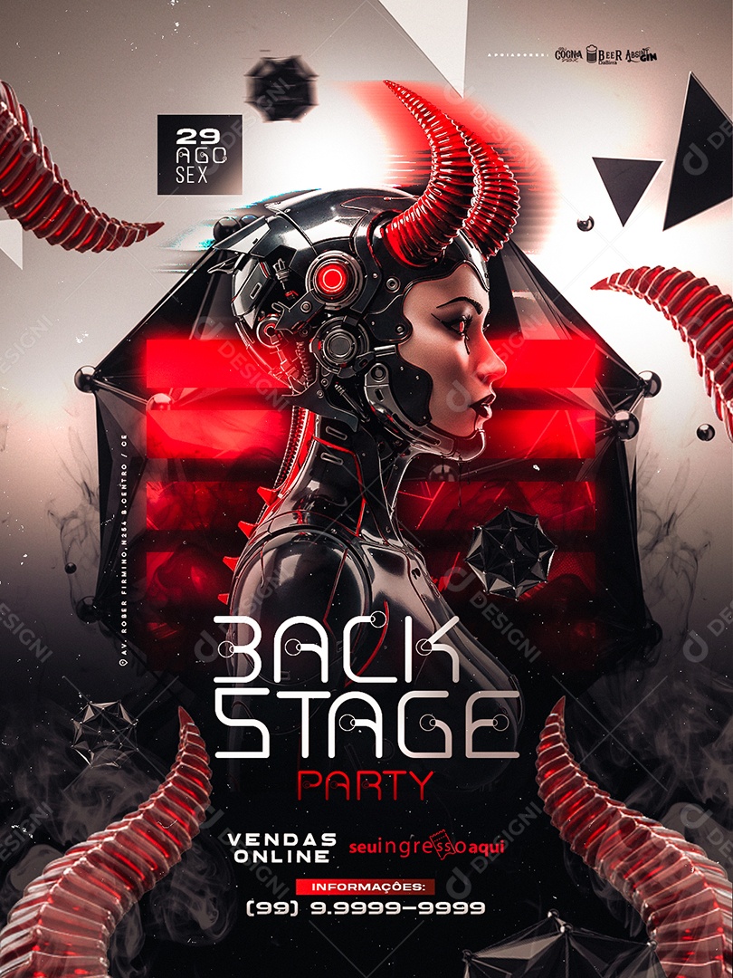 Flyer Back Stage Party Social Media PSD Editável